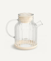 Stripe Karaffe / Teekanne aus Glas 1.5L Beige