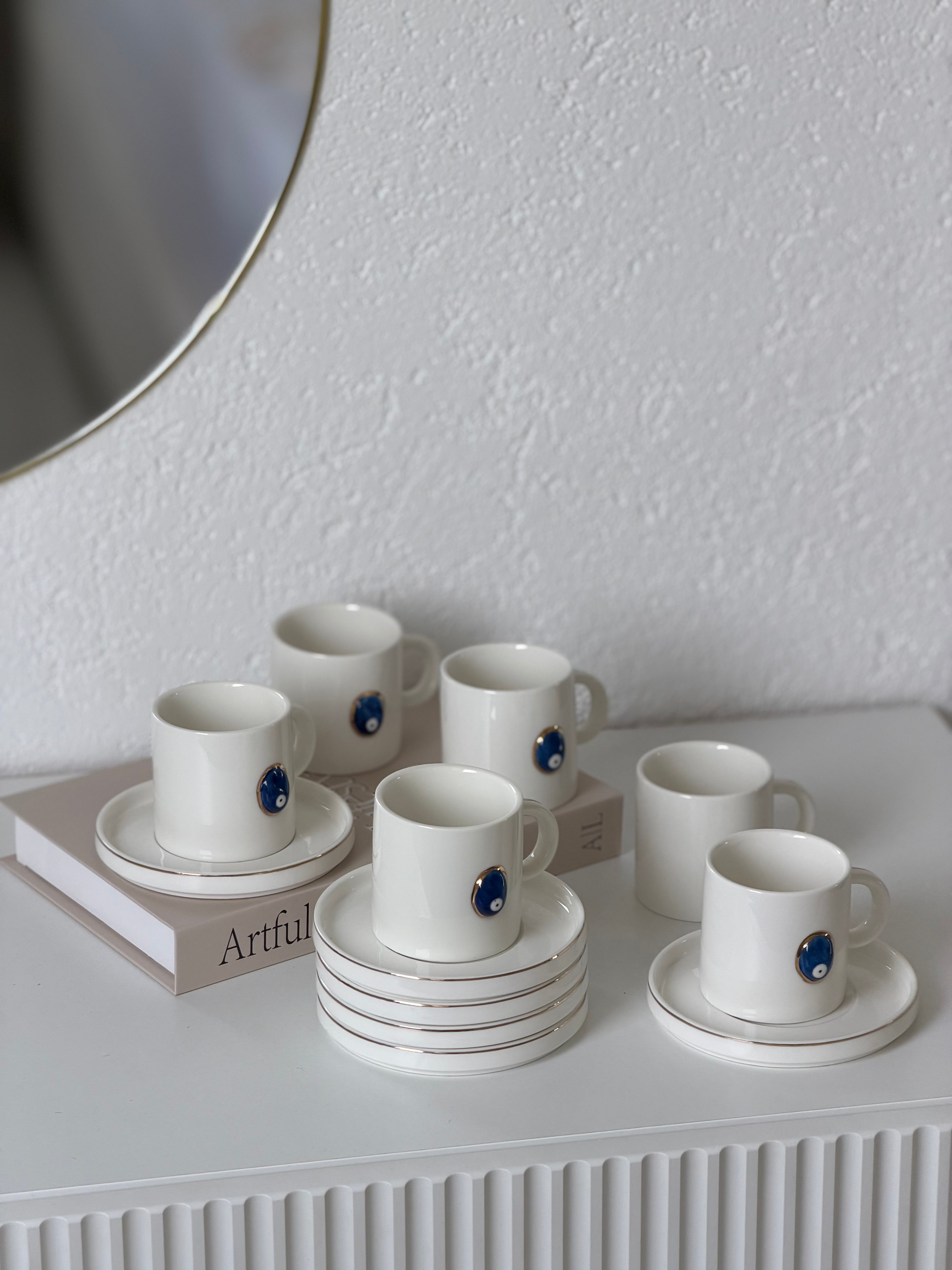 Hatira Espresso Set Weiß Gold 12-Teilig