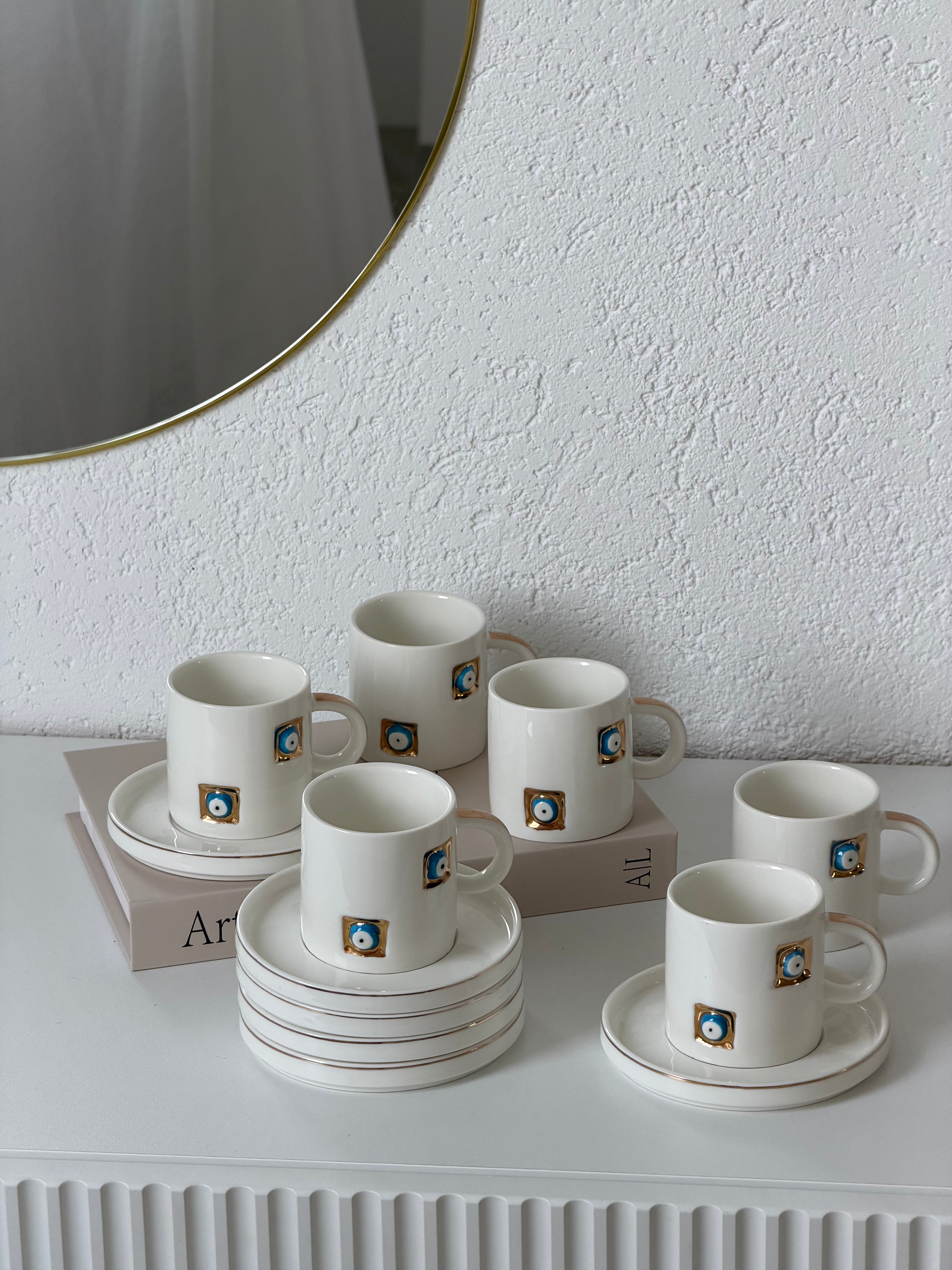Yadigar Espresso Set Weiß Gold 12-Teilig
