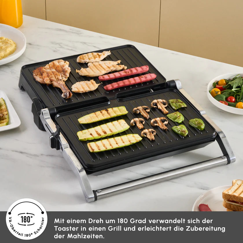 Karaca Inox Toastmate Grill 6 Scheiben Kapazität Zeit einstellbar Gusseisen Platte Grill und Toaster 2000W