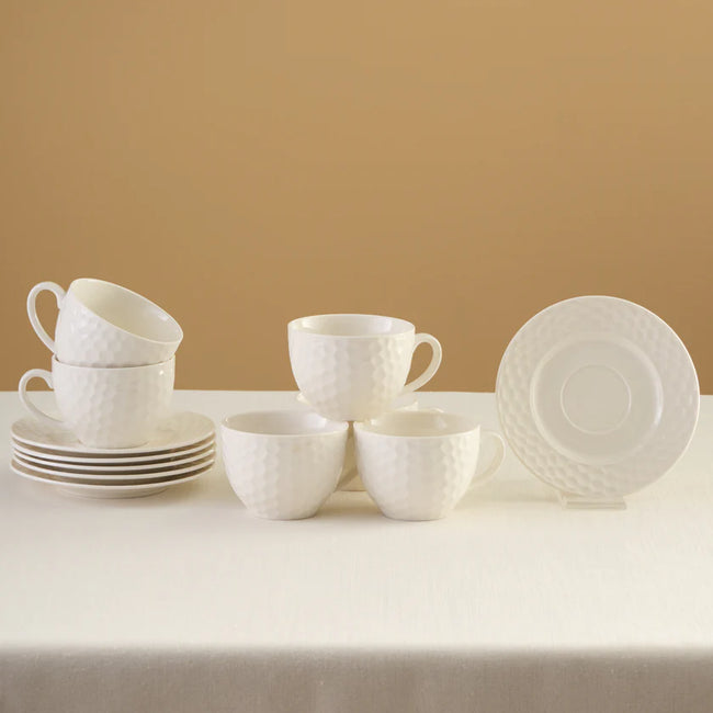 Karaca Nora Embossed Teetassen-Set für 6 Personen, 220 ml