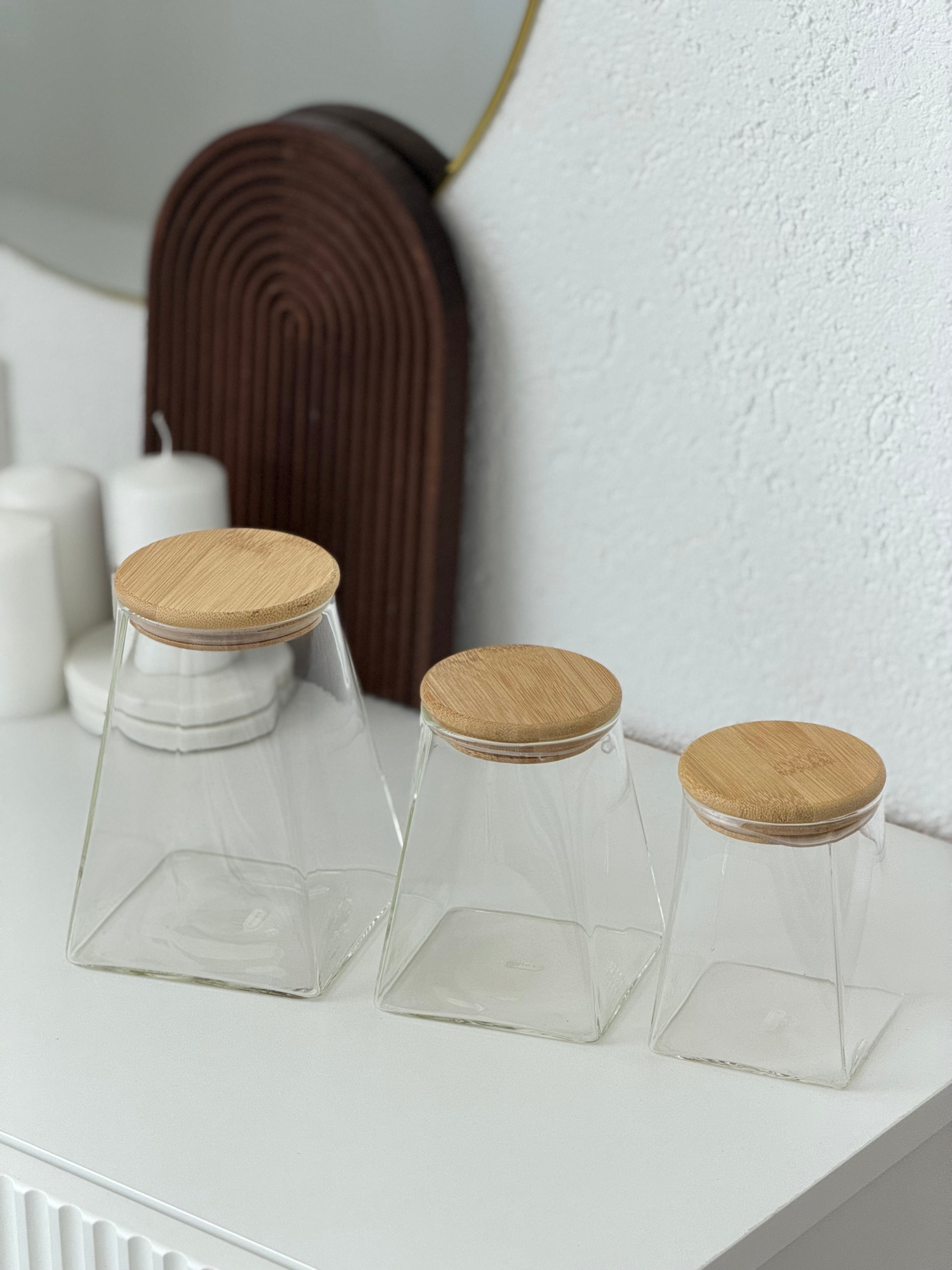 Kare Vorratsglas Set mit Deckel 3-Teilig