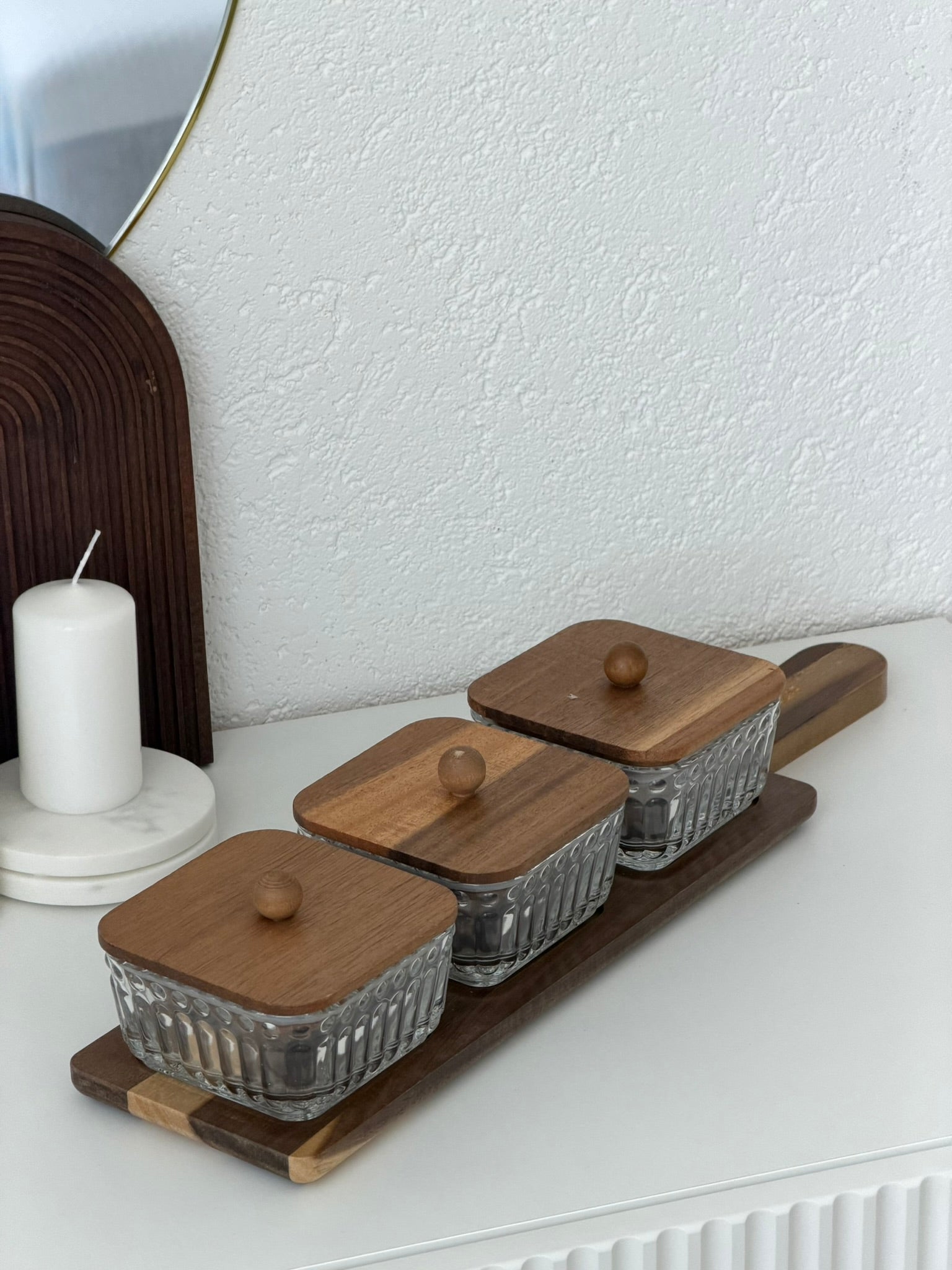 Gemmy Square Snackbehälter Set aus Akazienholz