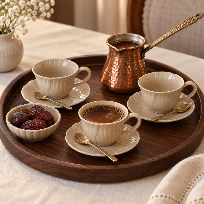 Florange Mokkatassen Set Beige 12-Teilig