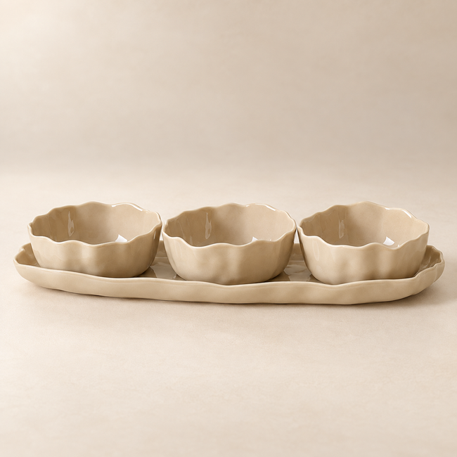 Angles Schalen Set Beige 4-Teilig
