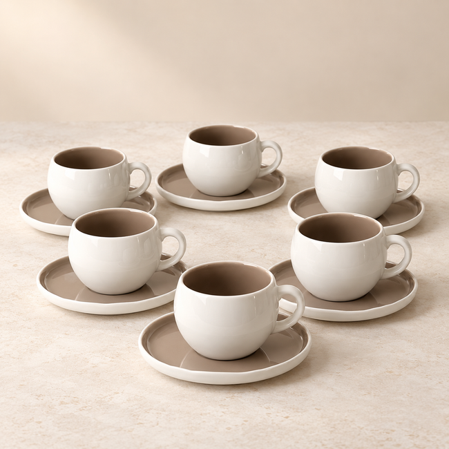 Planet Beige Kaffeetassen Set 12 Teilig