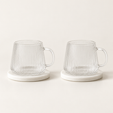 Riffel Teeglas mit Henkel 2er Set 280ml