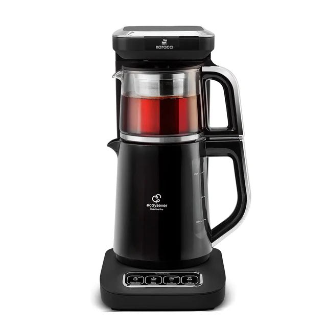 Karaca - Çaysever Robotea Pro 4 in 1 sprechender automatischer Teekocher Wasserkocher und Filterkaffeemaschine 2500W Chrome