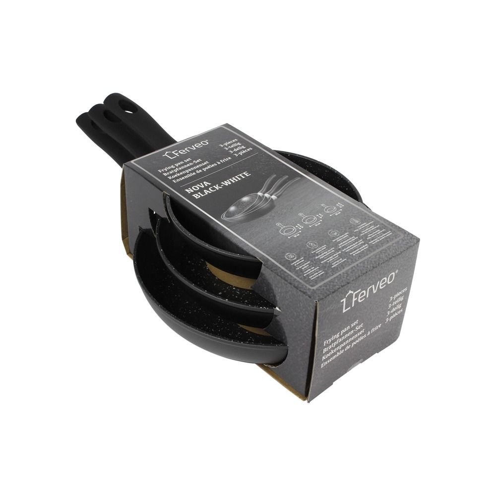 Ferveo Nova Bratpfannen Set Schwarz 3-Teilig