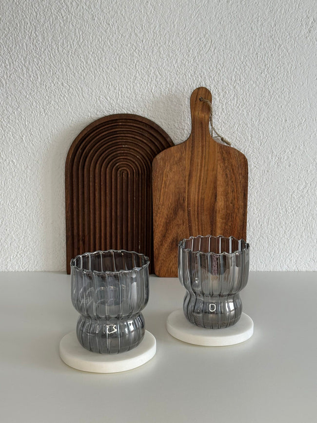 Stripe Riffle Grau 2er Style Glas 300 ml
