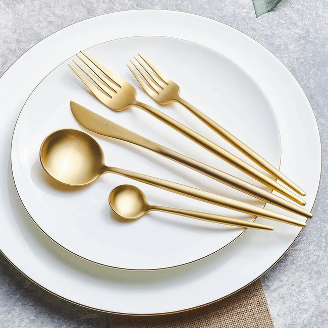 Karaca Jupiter Matt Gold 60-teiliges Besteck für 12 Personen