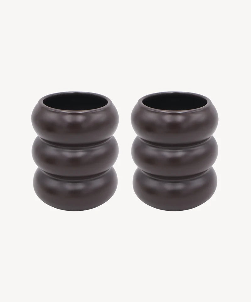Wave Matt Mocha Keramiktasse 2er Set - 400 ml