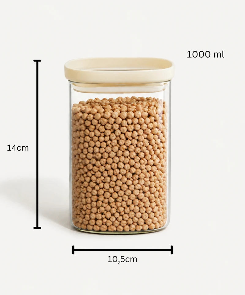 Vorratsglas Beige Kare 1000 ml