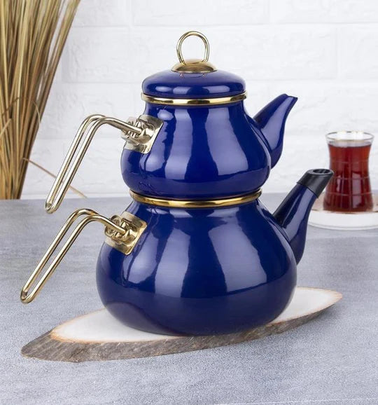 Roly Poly Blau Emaille Teekanne 1.0L + 2.0L