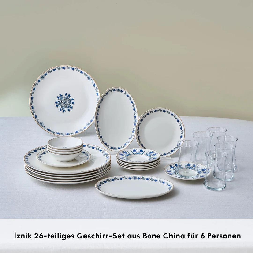 Karaca Bone China İznik 26-teiliges Servierset für 6 Personen, Mehrfarbig