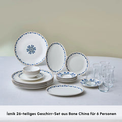 Karaca Bone China İznik 26-teiliges Servierset für 6 Personen, Mehrfarbig