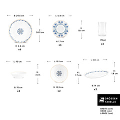 Karaca Bone China İznik 26-teiliges Servierset für 6 Personen, Mehrfarbig