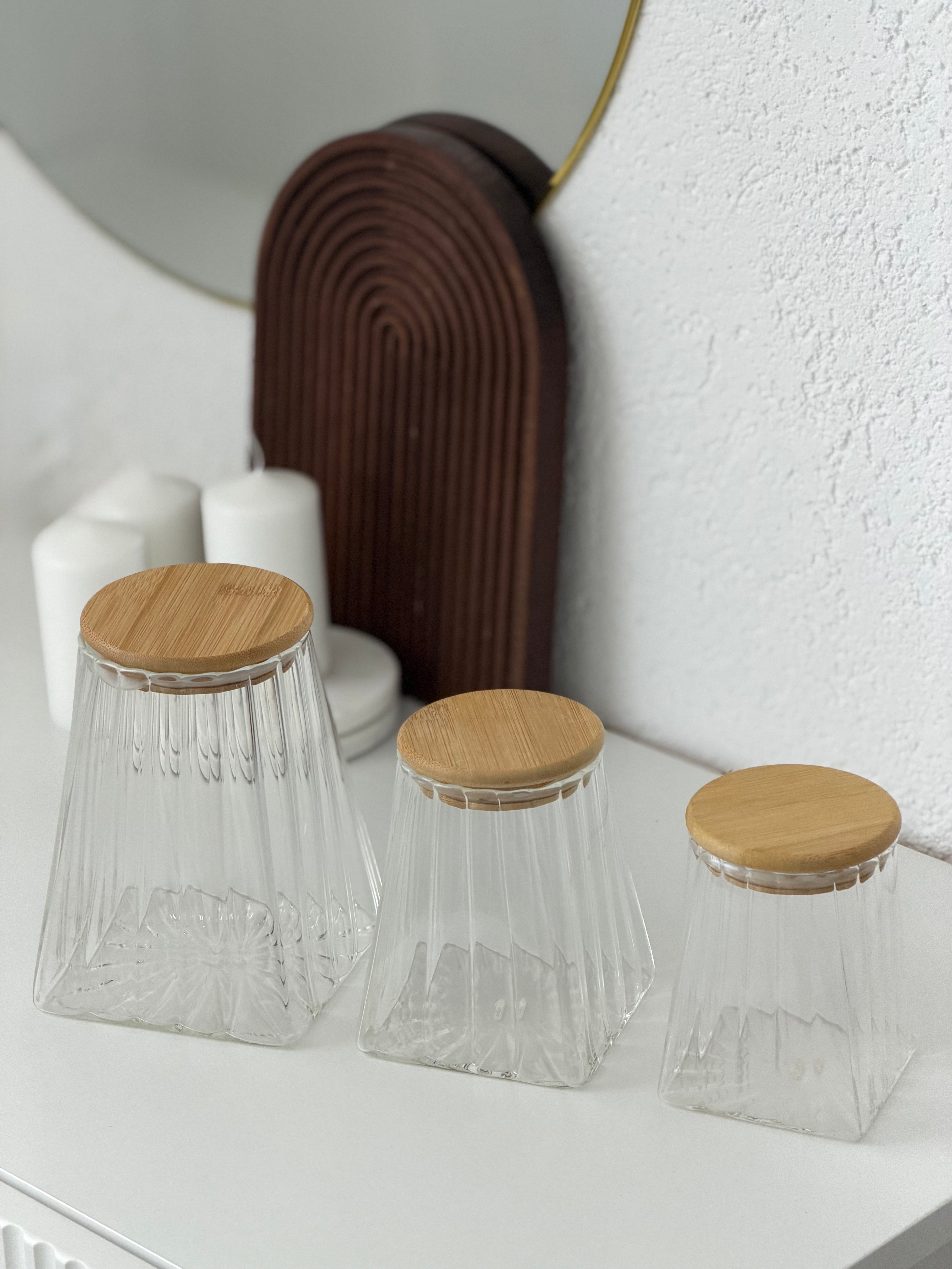 Kare Riffel Vorratsglas Set mit Deckel 3-Teilig