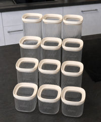 Vorratsglas Beige Kare Stripe 12er Set