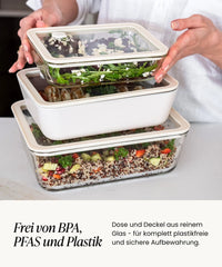 Glas Frischhaltedosen 820 ml Beige Rechteckig