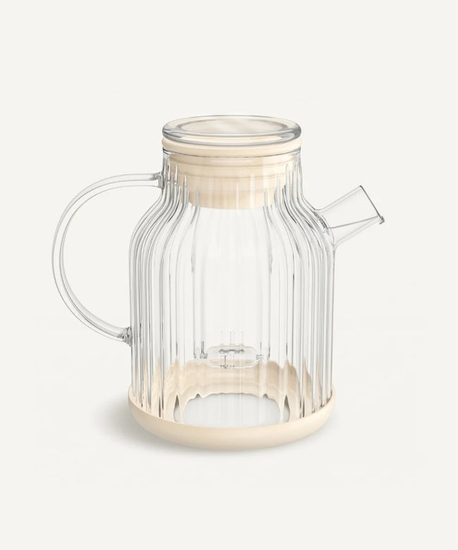 Stripe Karaffe / Teekanne aus Glas 1.5L Beige