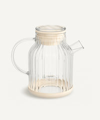 Stripe Karaffe / Teekanne aus Glas 1.5L Beige