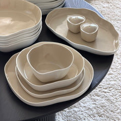 Bonnes Weiß Beige Geschirrset 27 teilig für 6 Personen