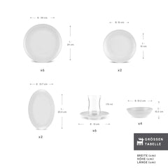 Karaca Artiste Bone China 20-teiliges Frühstückset für 6 Personen, Weiß