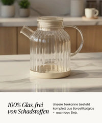 Stripe Karaffe / Teekanne aus Glas 1.5L Beige
