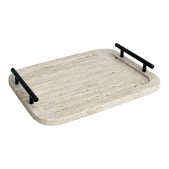 Travertin Tablett mit Griff Groß
