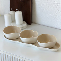 Bonnes Schalen Set Weiß-Beige 4-Teilig