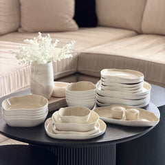 Bonnes Weiß Beige Geschirrset 27 teilig für 6 Personen