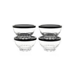 Mousse Glasschalen 4-er Set mit Kunststoffdeckel 270ml