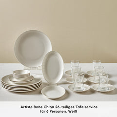 Karaca Artiste Bone China 20-teiliges Frühstückset für 6 Personen, Weiß