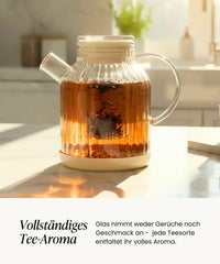 Stripe Karaffe / Teekanne aus Glas 1.5L Beige
