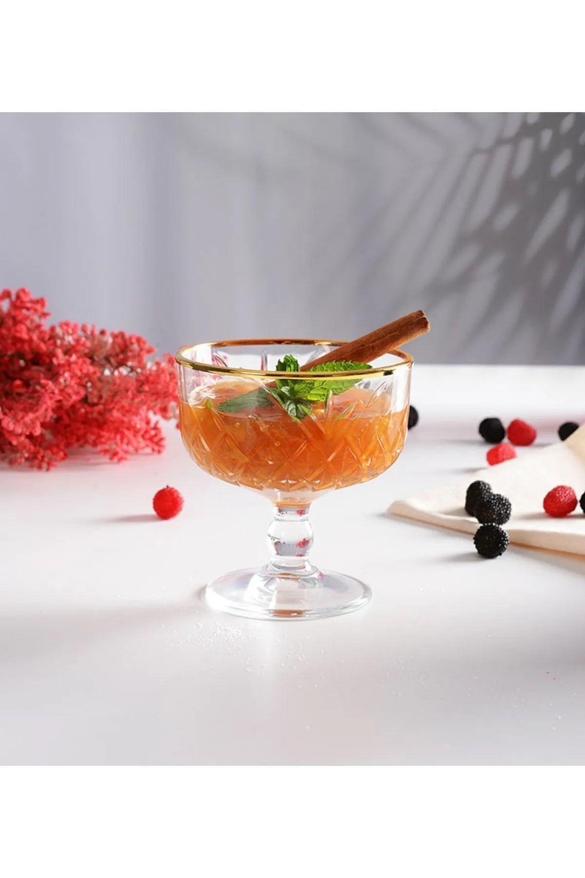 Pasabahce - Timeless Golden Touch 2er Dessertglas mit Fuß 250 ml