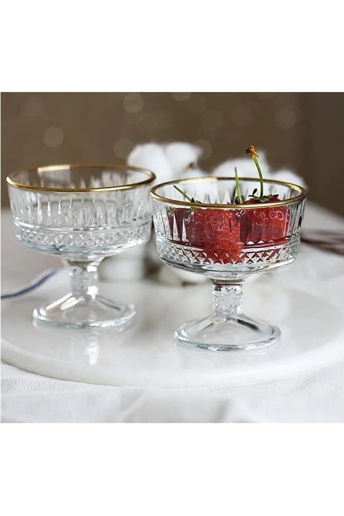 Pasabahce - Elysia Golden Touch 2er Dessertglas mit Fuß 250 ml