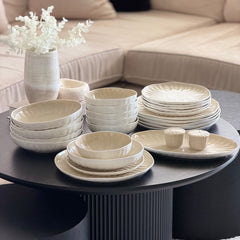 Remy Beige-Weiß Geschirrset 27 teilig für 6 Personen