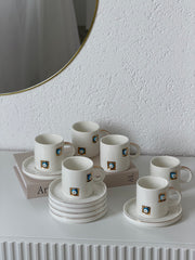 Yadigar Espresso Set Weiß Gold 12-Teilig