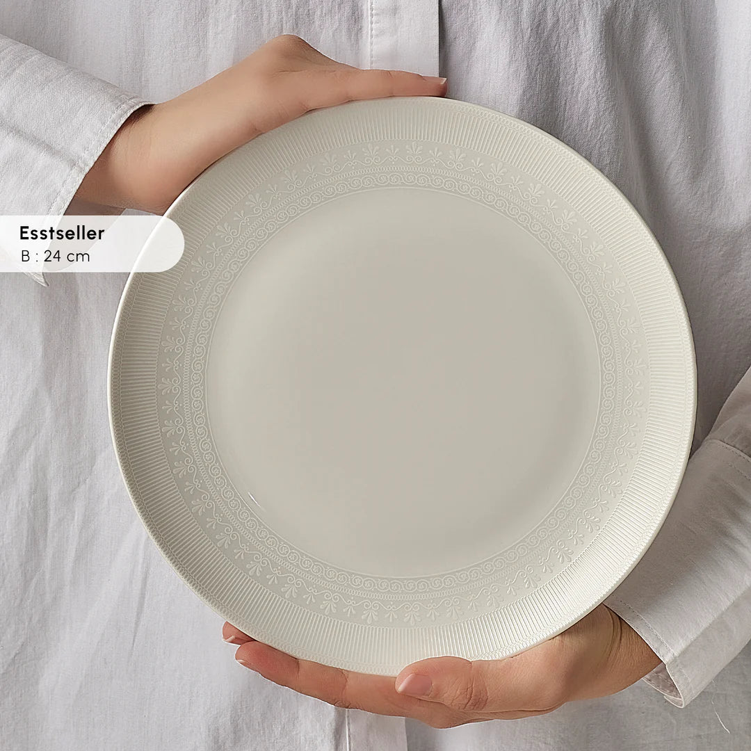 Karaca Artiste Bone China 20-teiliges Frühstückset für 6 Personen, Weiß