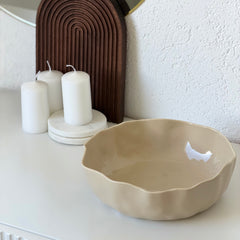 Angles Servier & Salatschüssel Beige