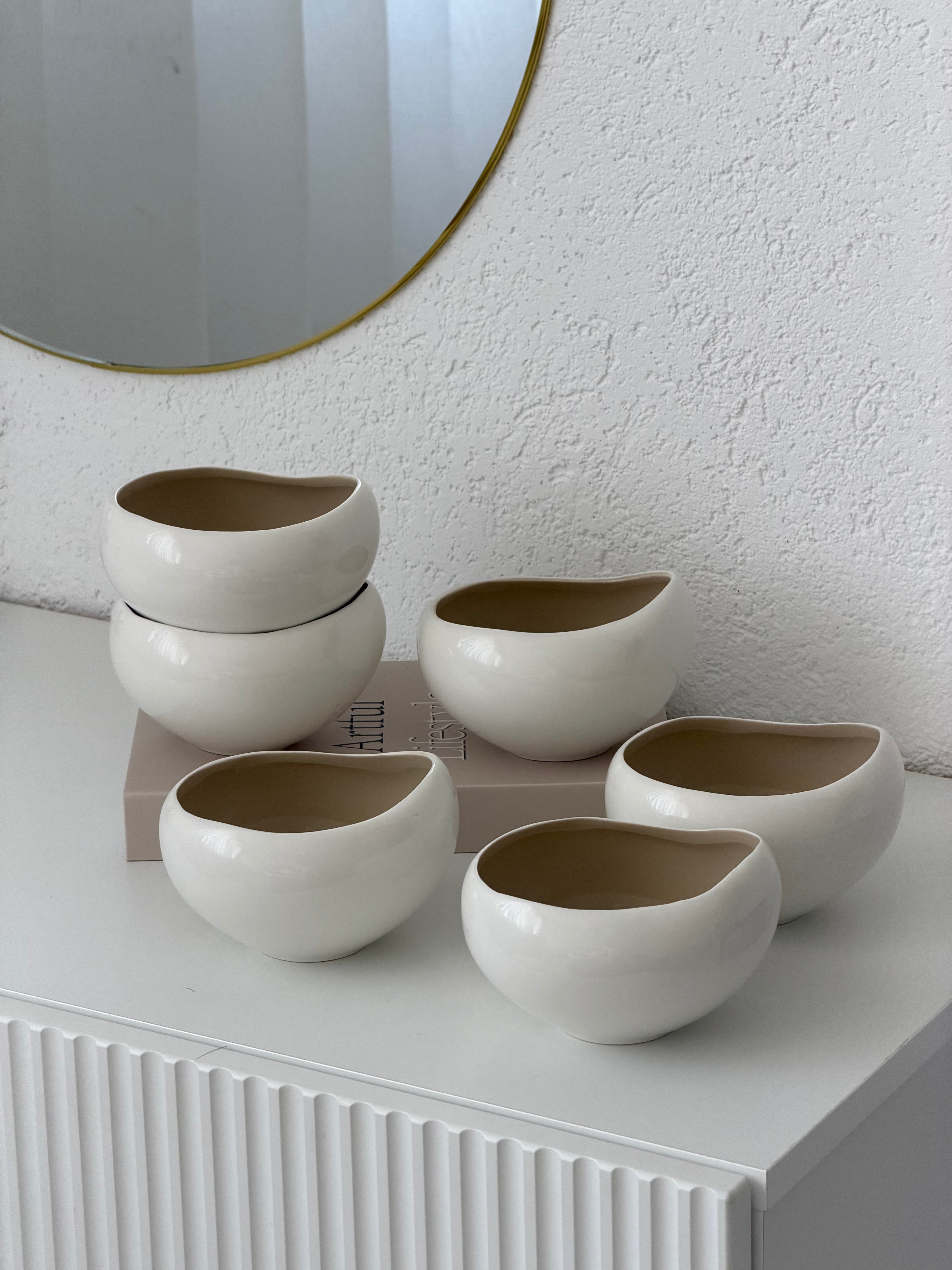 Barles Snackschalen 6er Set Weiß Beige