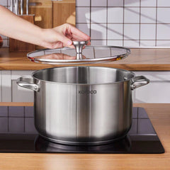 Karaca Elite Edelstahl-Induktions-Kochtopf mit Deckel, 28 cm, Silber