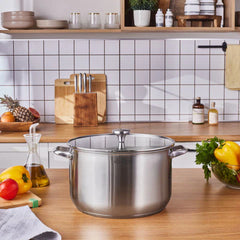 Karaca Elite Edelstahl-Induktions-Kochtopf mit Deckel, 30 cm, Silber