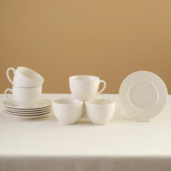 Karaca Nora Embossed Teetassen-Set für 6 Personen, 220 ml