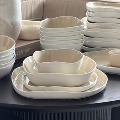 Bonnes Weiß Beige Geschirrset 27 teilig für 6 Personen