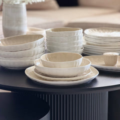 Remy Beige-Weiß Geschirrset 27 teilig für 6 Personen