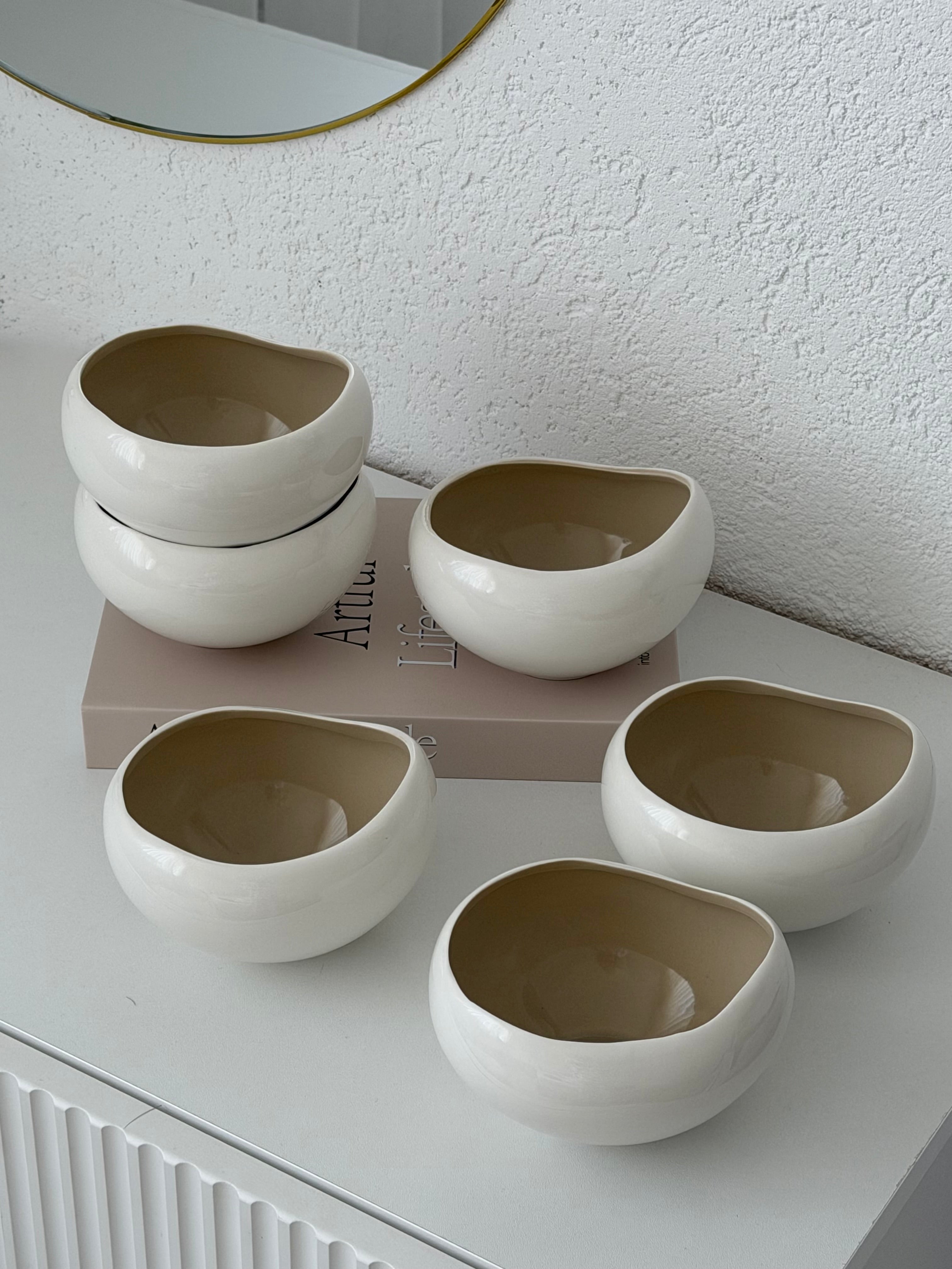 Barles Snackschalen 6er Set Weiß Beige