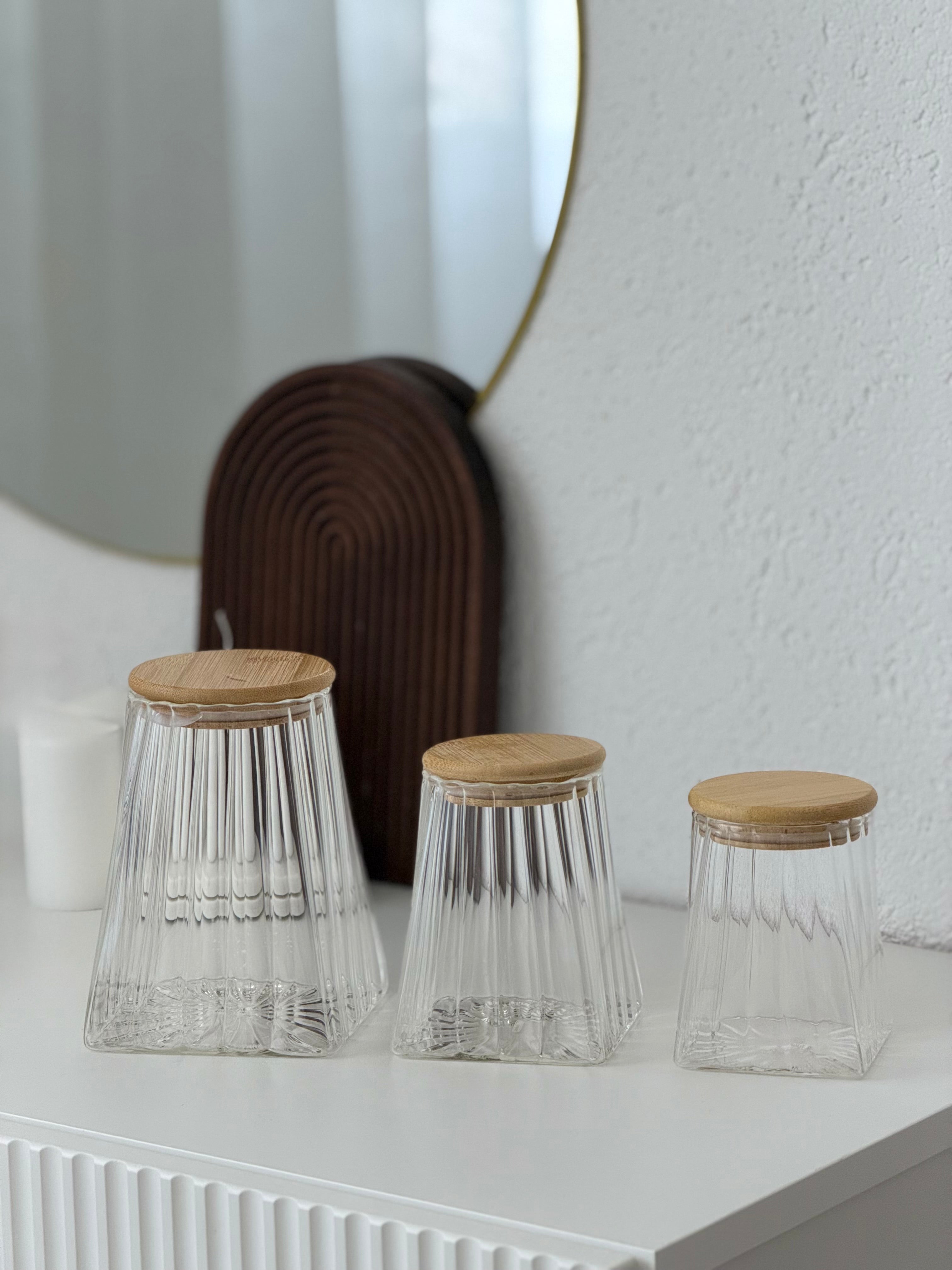 Kare Riffel Vorratsglas Set mit Deckel 3-Teilig