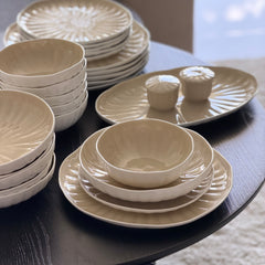 Remy Beige-Weiß Geschirrset 27 teilig für 6 Personen
